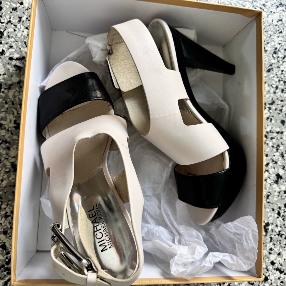 Michael Kors Women's Black and White Heels